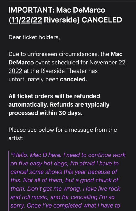 Mac DeMarco [CANCELLED] at Thomas Wolfe Auditorium